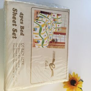 New/NWT Queen Estex Vibrant 4pc Sheet Set